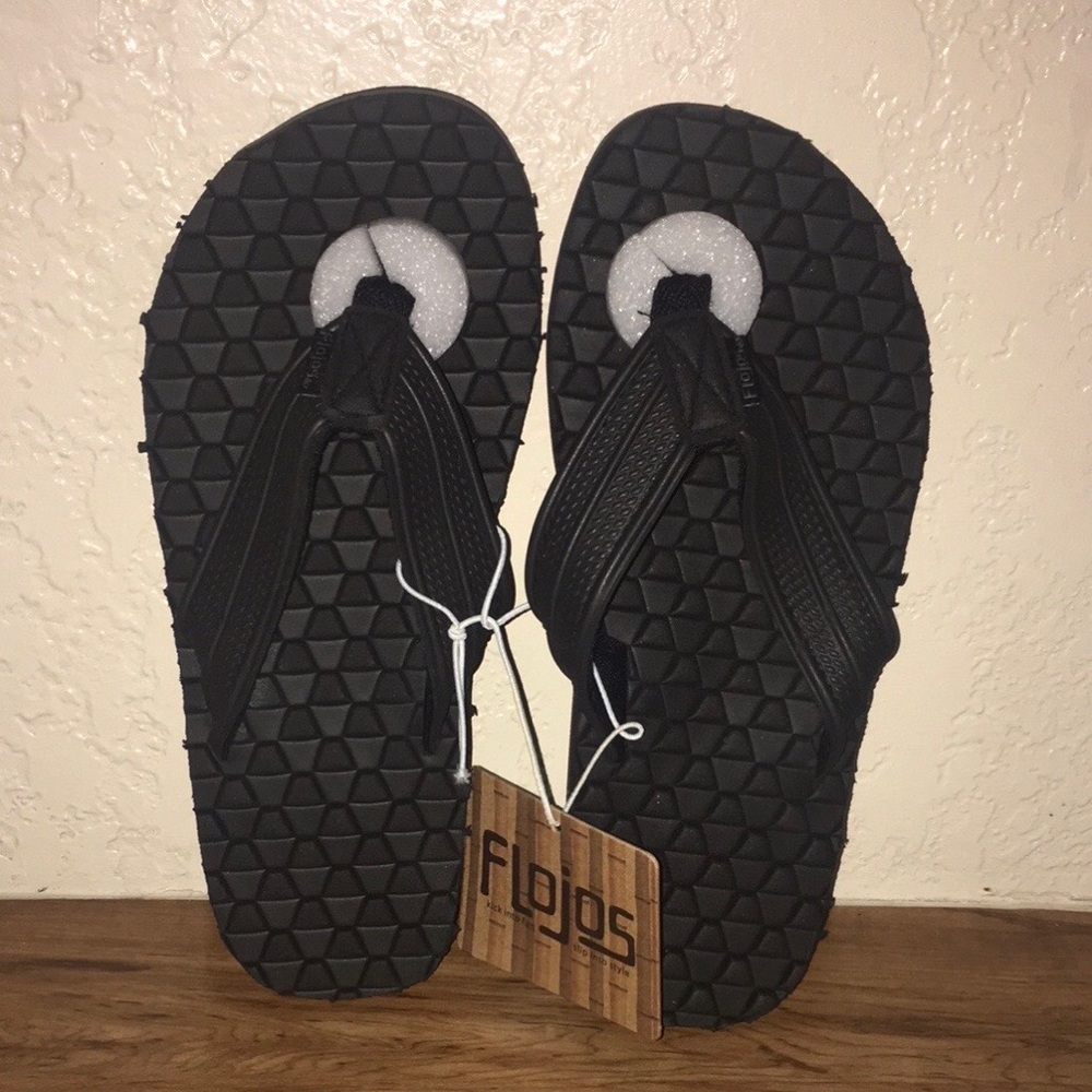 Flojos Kids Black Thong Sandals With Arch Support Size 3